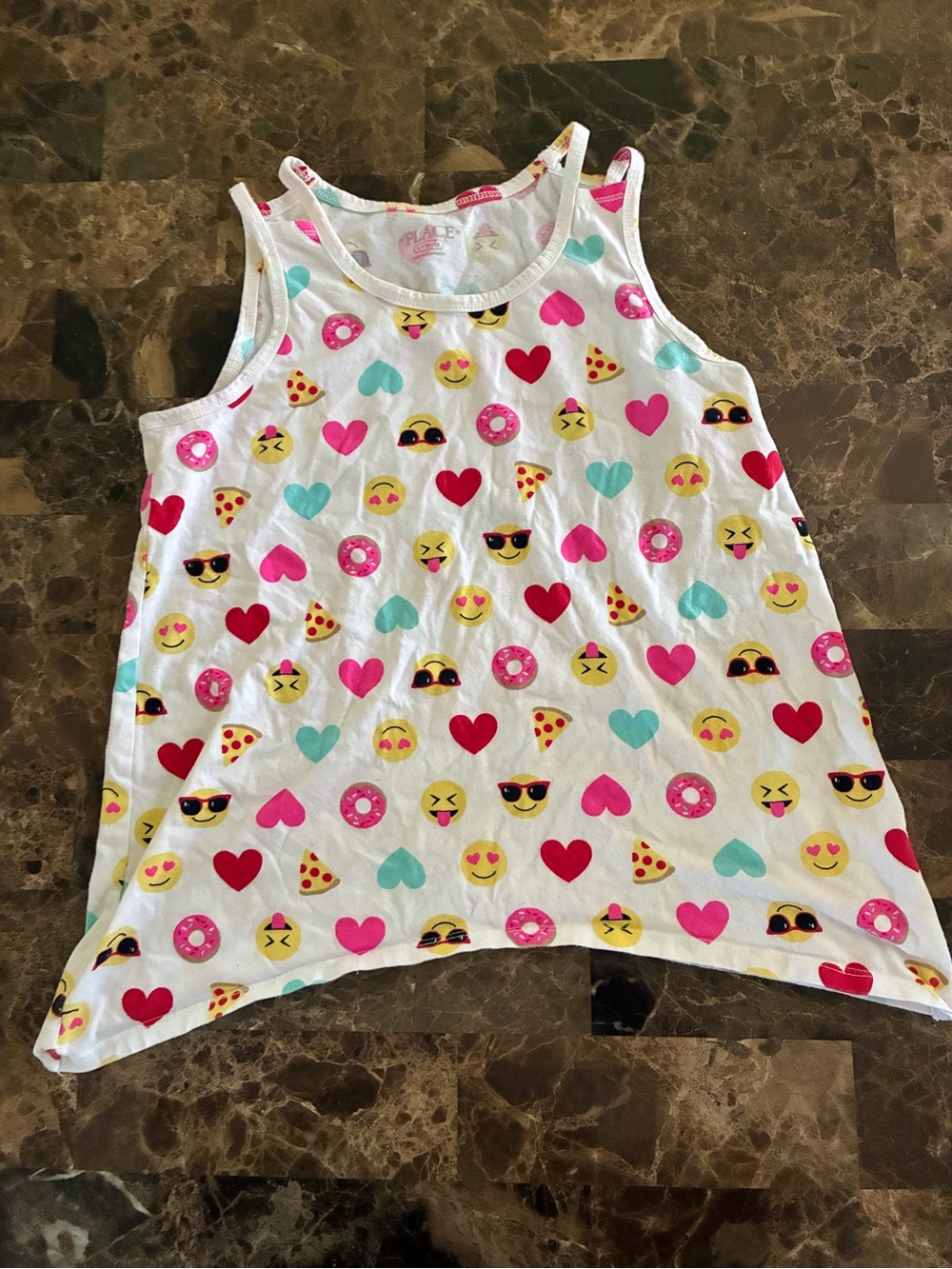 The Children's Place White Emoji & Heart Print Tank Top